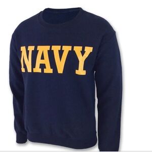 Soffe Men's Navy and Gold Crewneck Sweater